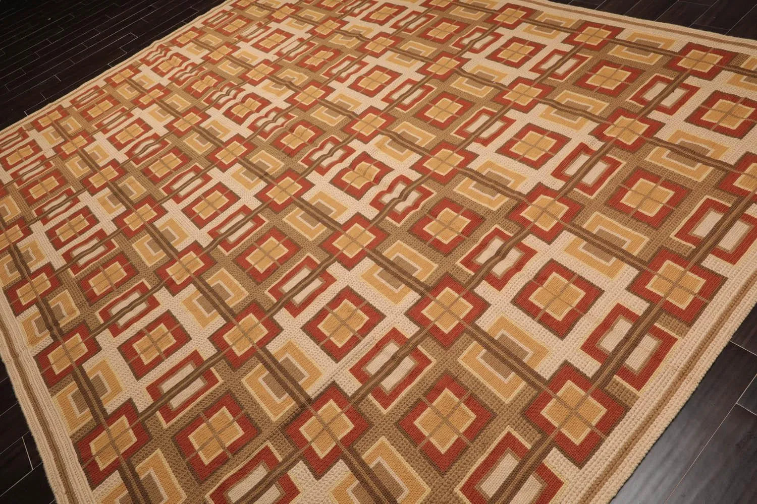 9x12 Hand Woven Wool French Aubusson Needlepoint Area Rug Beige