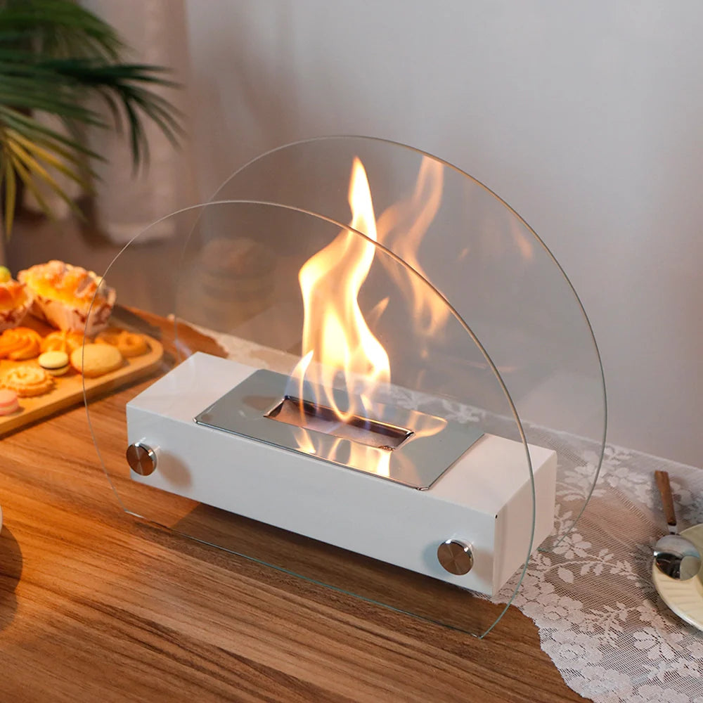 13.5" L Portable Tabletop Fireplace (White)